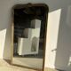 Large gilded mirror 19th century rounded corners mercury glass Louis XVI style
