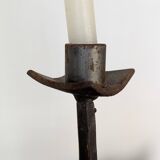 Pair of wrought iron candlesticks