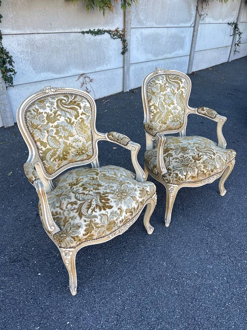 Pair of Louis XV style armchairs