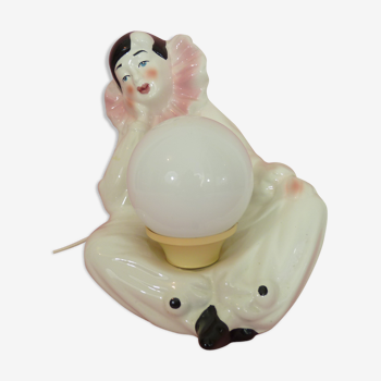 Lampe de table Pierrot Colombine blanche et rose