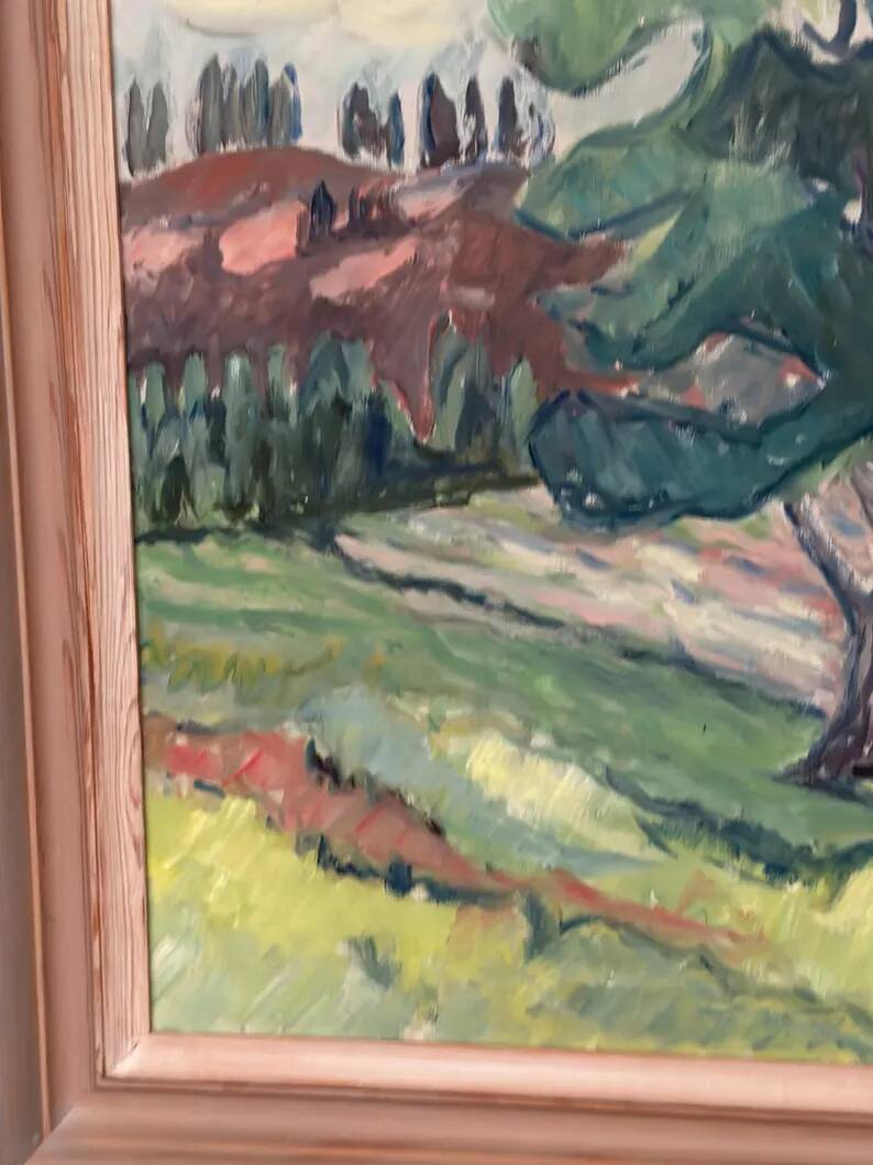 Original Swedish Oil on Canvas – "Landscape Composition" by Kramer – Signed – Vintage and Framed – 72 × 62 cm (28.3" × 24.4")