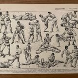 Lithograph engraving on jiu-jitsu of 1928