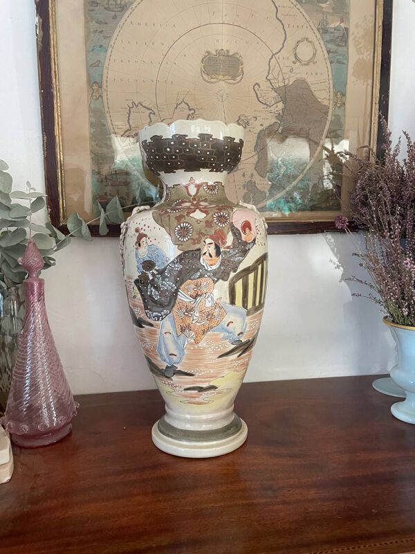 Grand vase japonais Satsuma 46cm