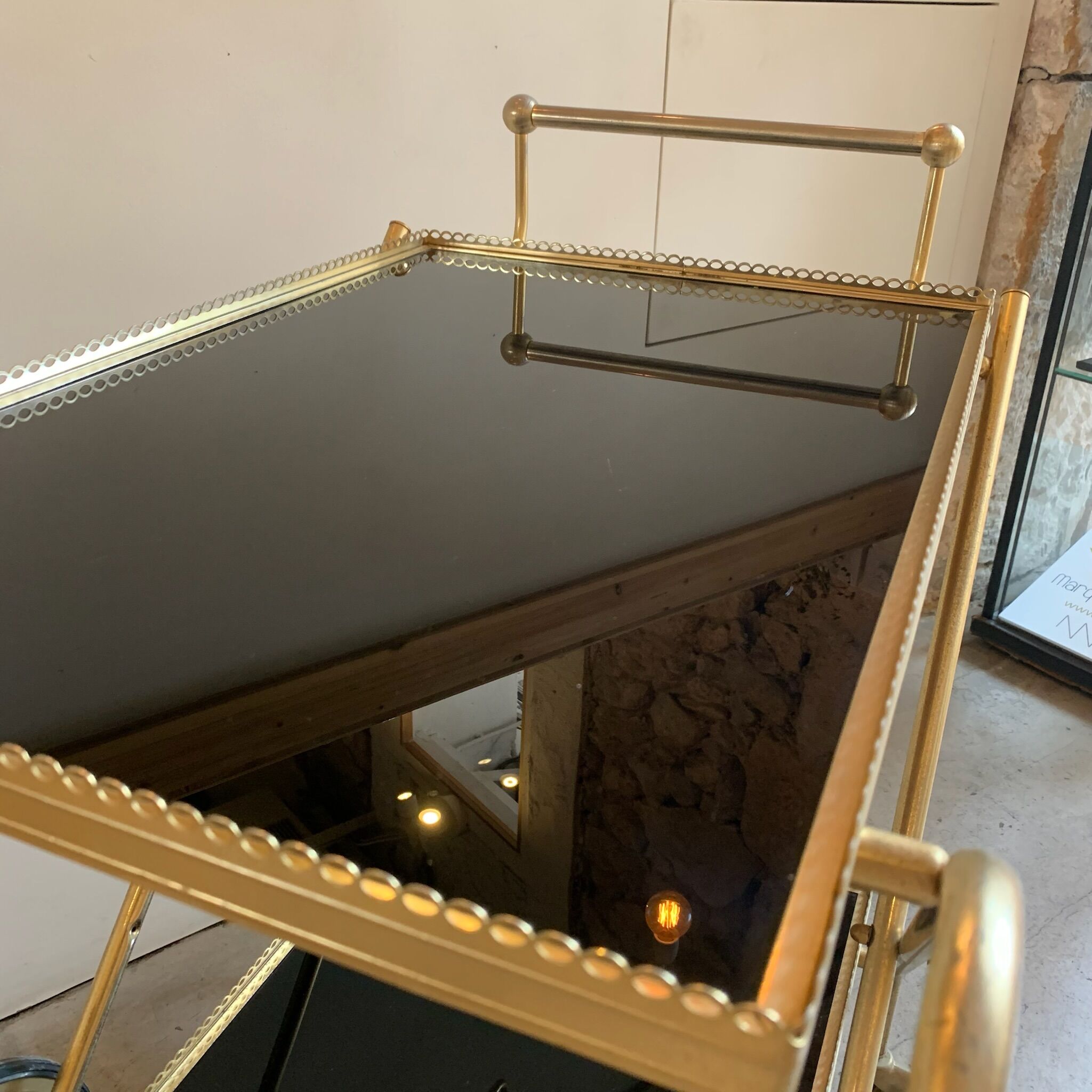 Brass and glass service trolley