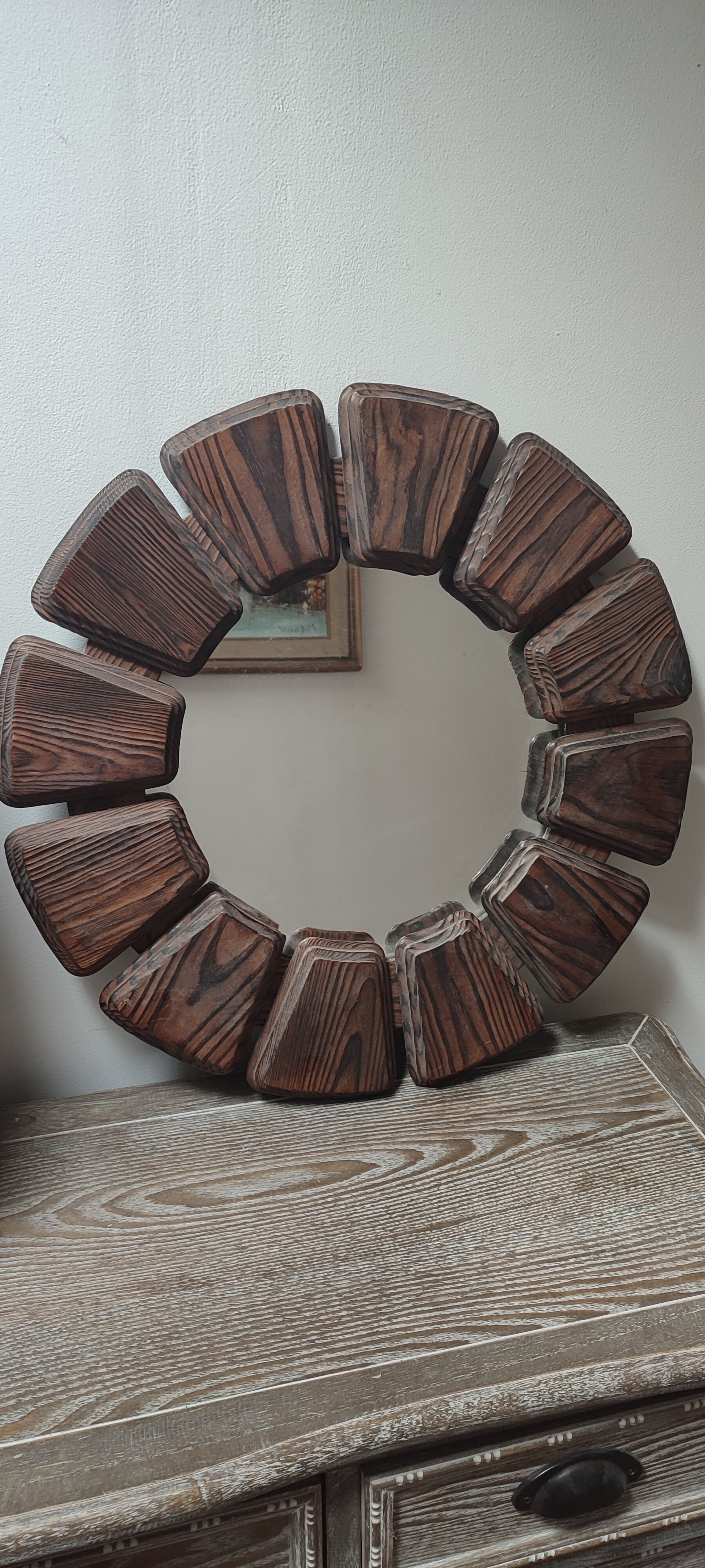 Wooden mirror 60s 52cm