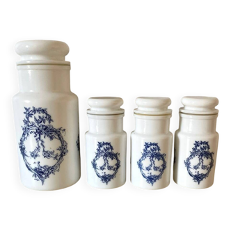Set of 4 antique Italian opaline apothecary jars