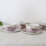 Set of 4 cups and sub-cups Moulin des Loups, vintage