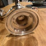 Pair of candelabra, three silver-plated metal lights