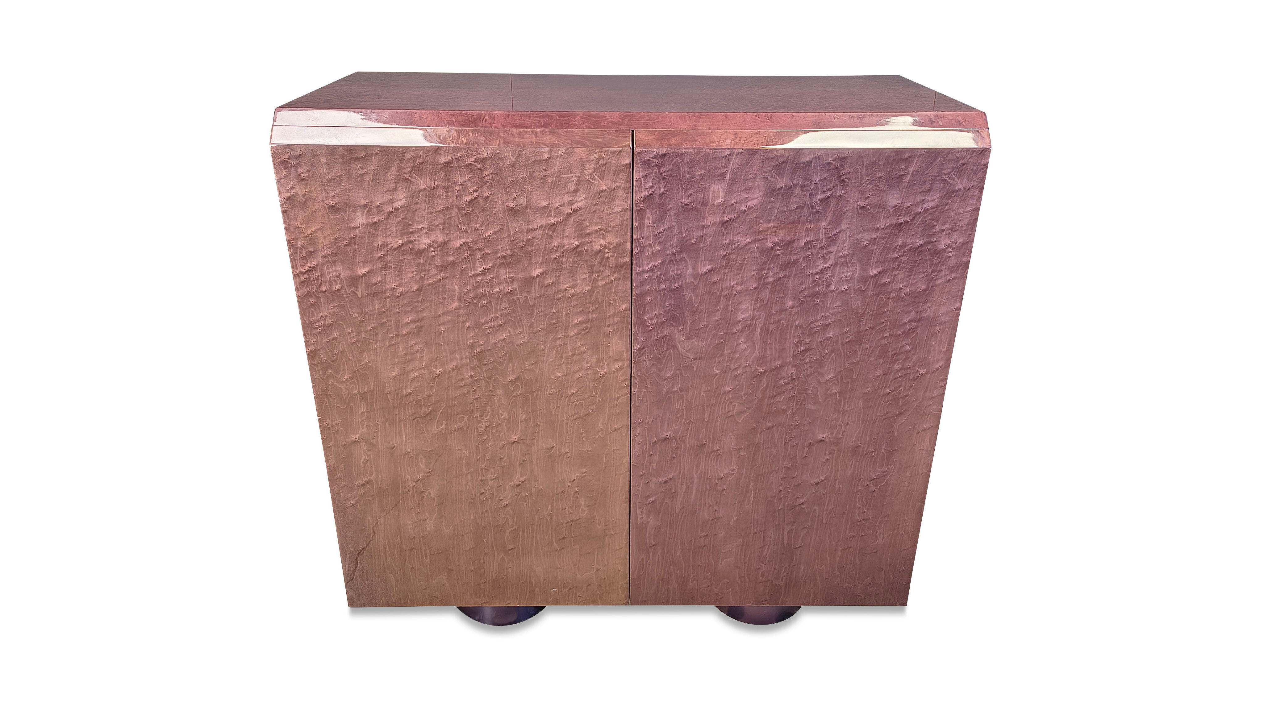 Burl bar cabinet by Giovanni Offredi for Saporiti, 1970s