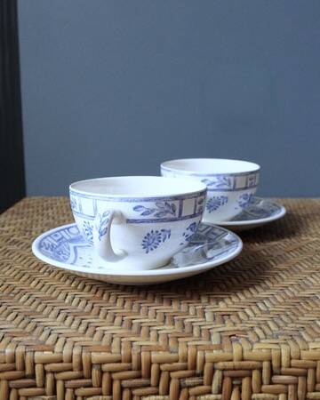 Set of 2 Gien breakfast cups/bowls – Blue Bird decor