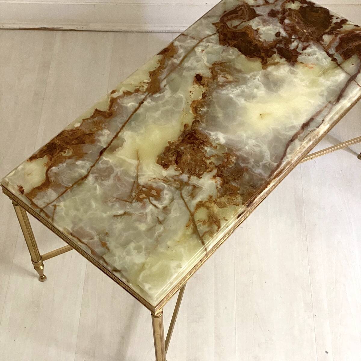 Vintage 1970s brass and marble coffee table