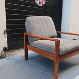 Scandinavian armchair in teak and fabric of the 60s