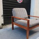 Scandinavian armchair in teak and fabric of the 60s