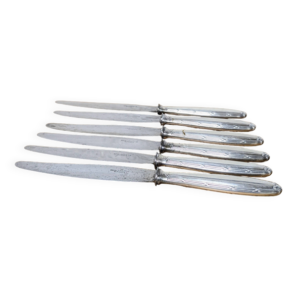 6 couteaux Christofle en métal argenté