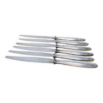 6 Christofle silver-plated metal knives
