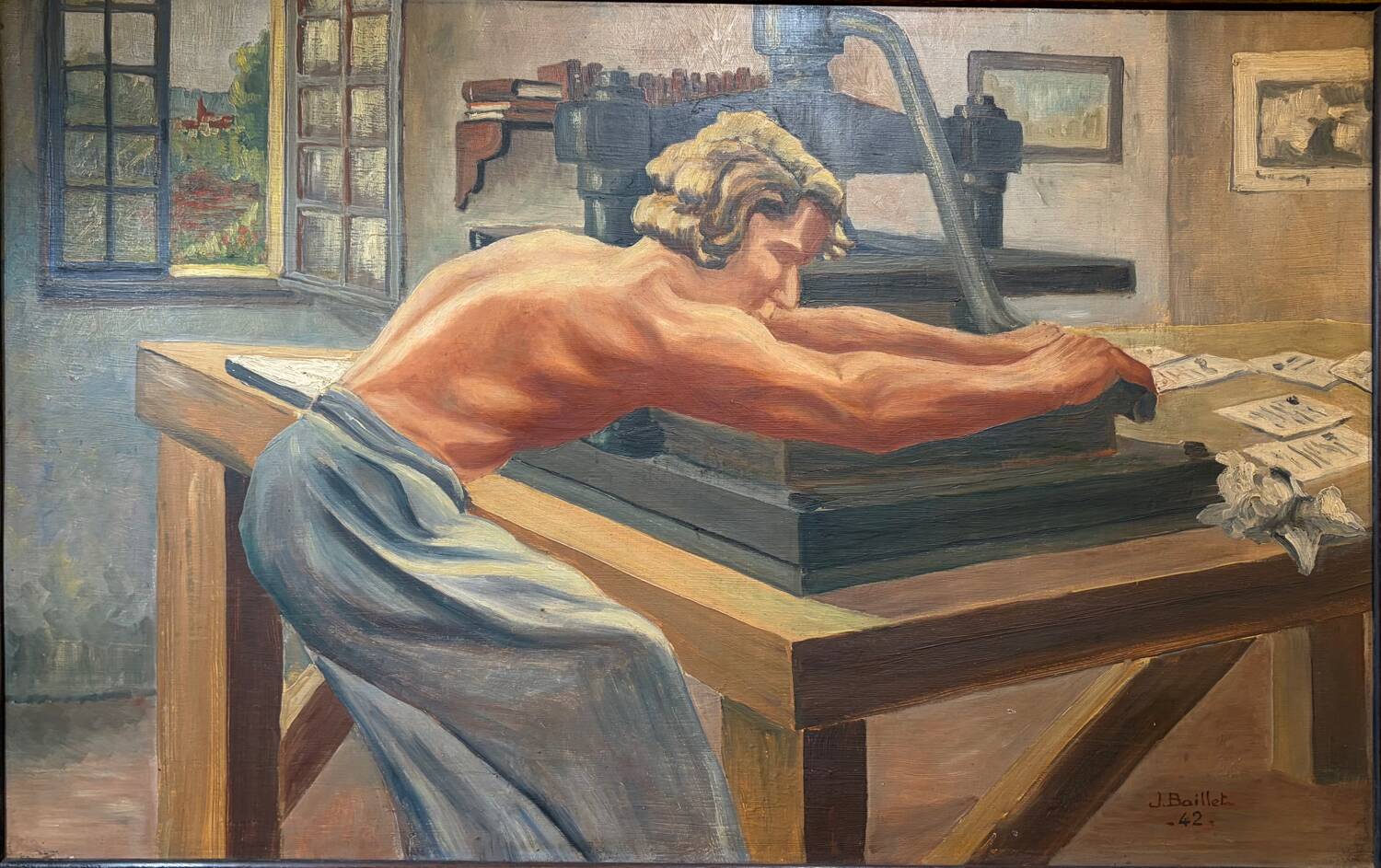 Painting "The Press" by Jean Baillet