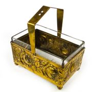 Art Deco nut and fruit basket, brass, crystal, Germany, 1930s