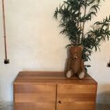 Buffet box storage cabinet vintage 1960-80 blond walnut