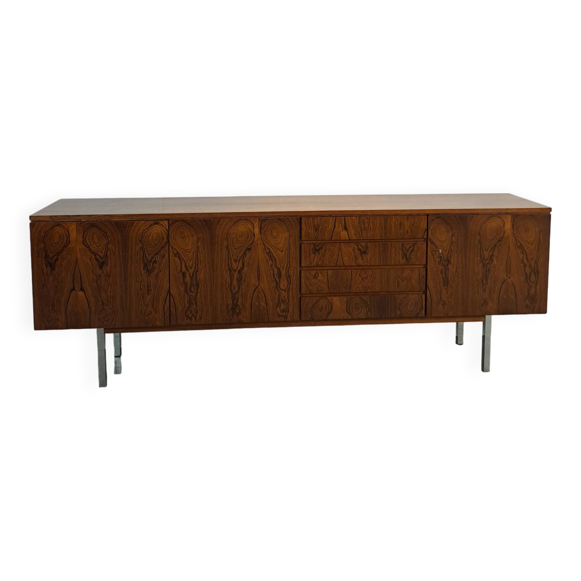 Dressoir rio palissandre plus fin avec chromen poten en lades