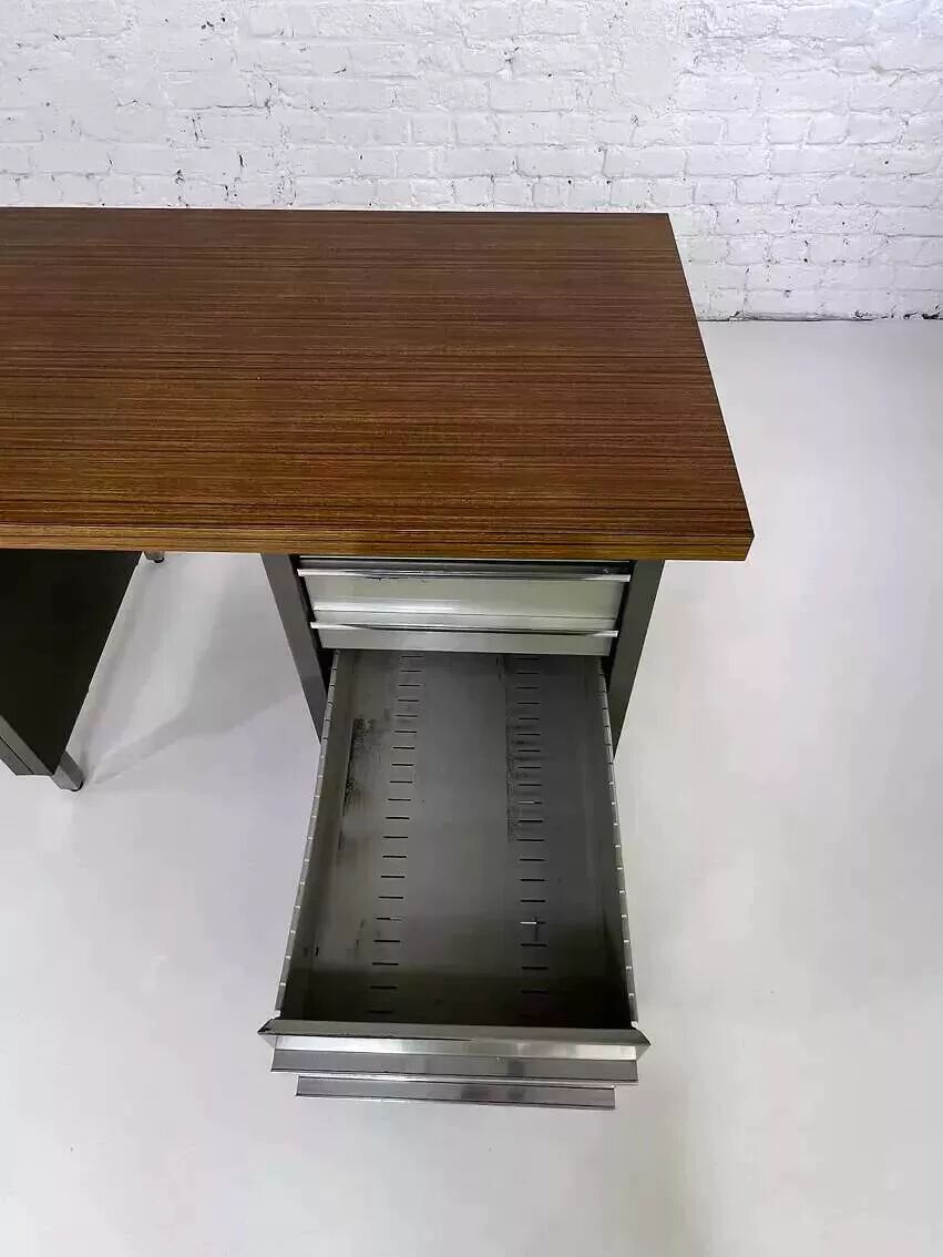 1950s industrial desk in metal and wood Remington Rand Fran