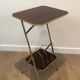 Mahogany and gold metal stool in faux-bamboo style.