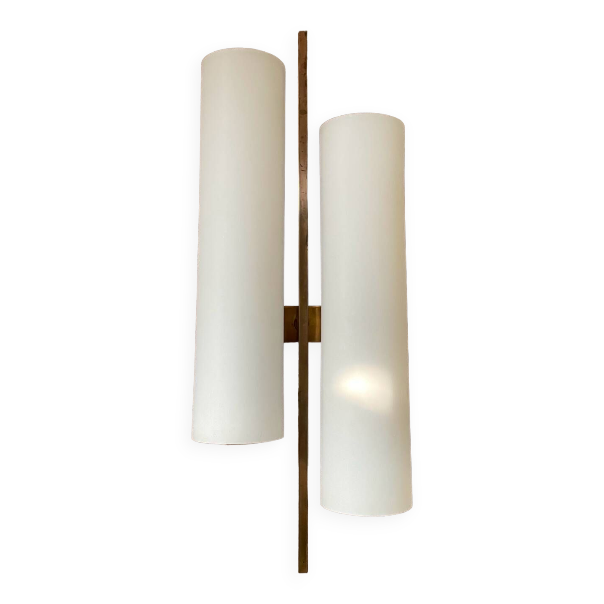 Maison Lunel wall light from the 60s in opaline and brass