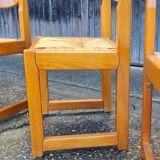 Set of 8 chairs in elm and straw by Maison Regain