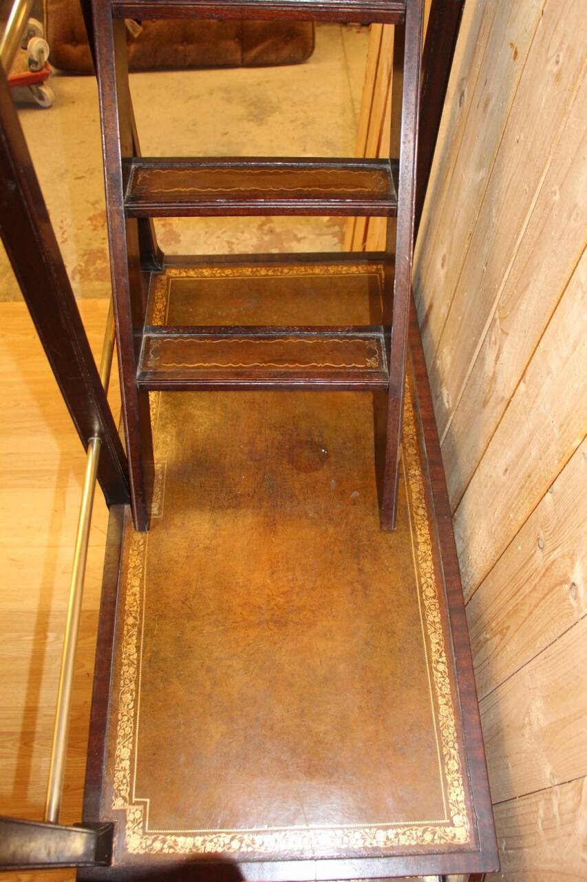 library step ladder in mahogany