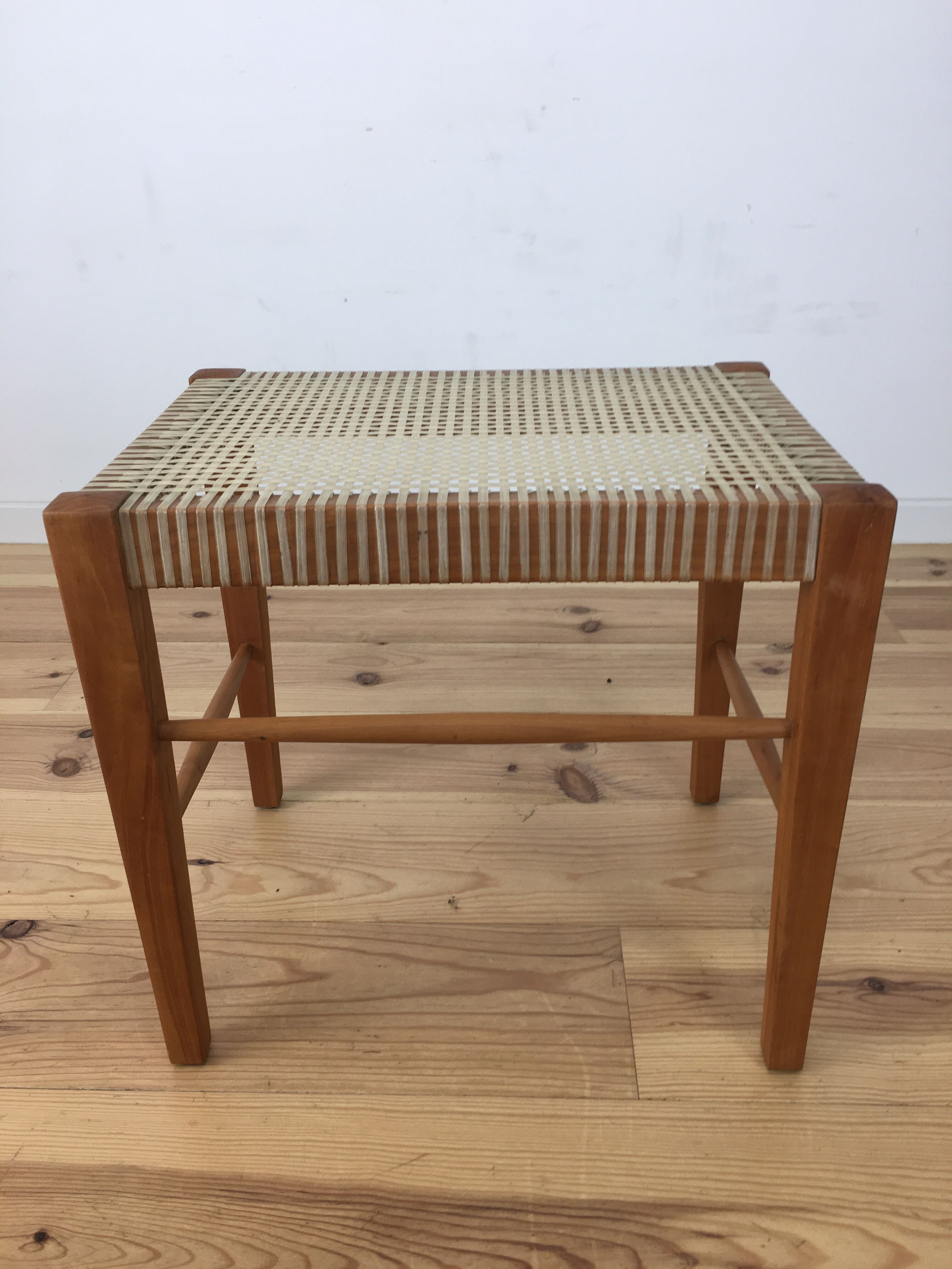 60s modernist stool, canning and wood