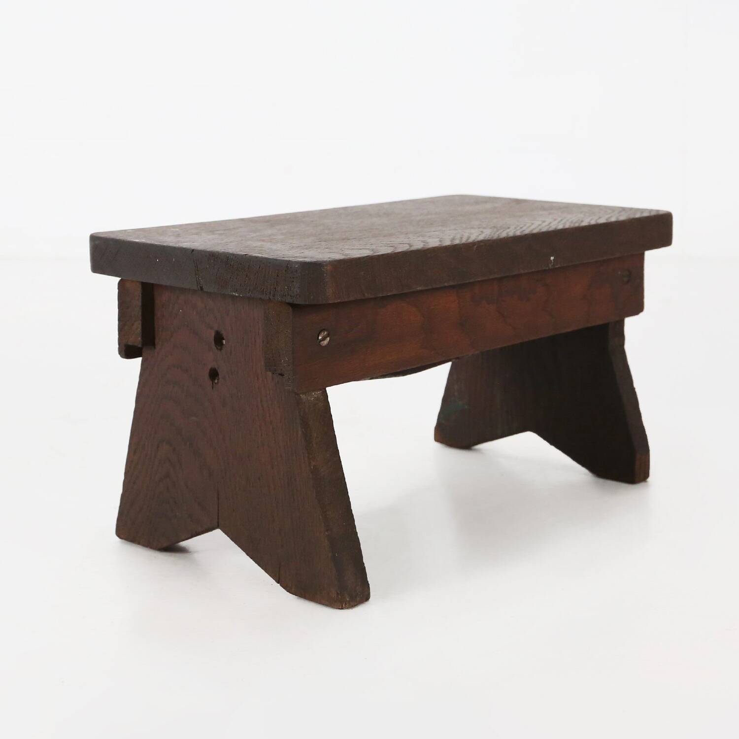 Rustic Wooden Stool with Exceptional Patina, Belgium 1880s
