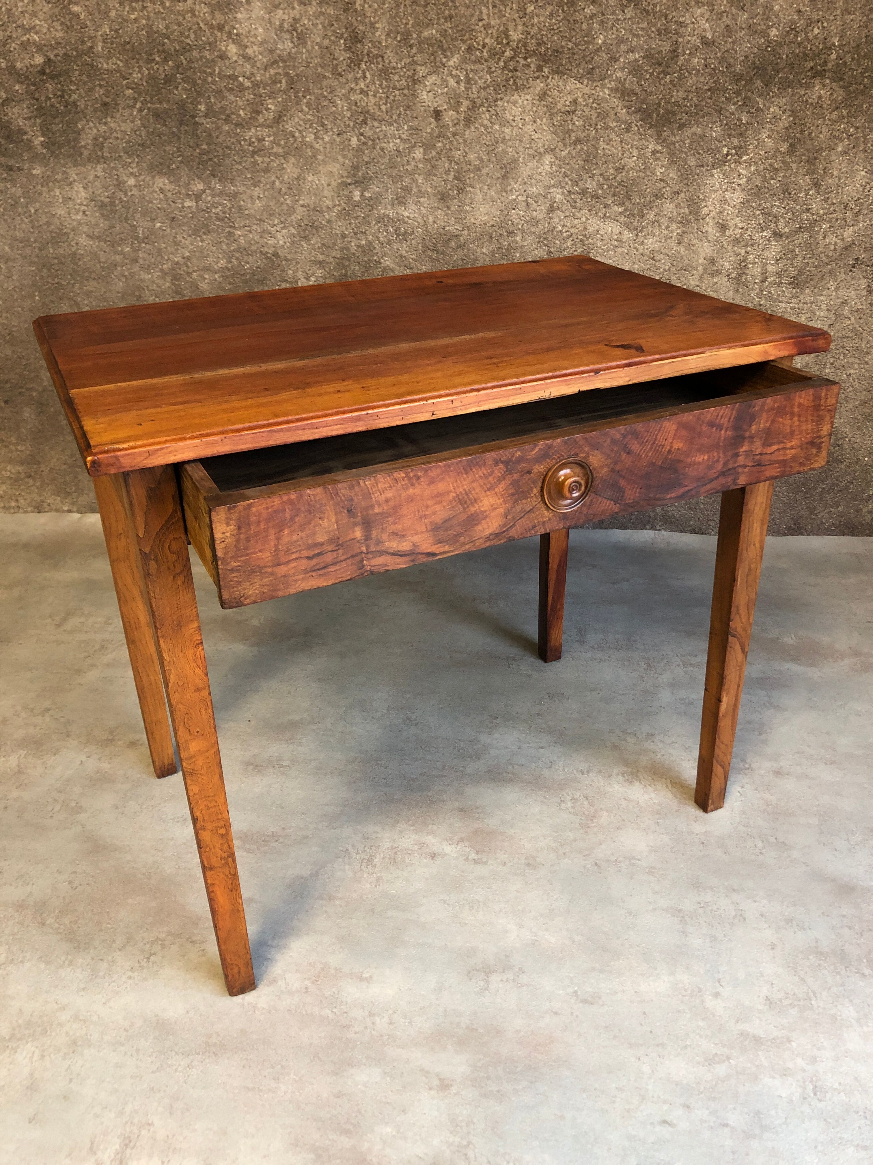 Walnut wood desk with a drawer