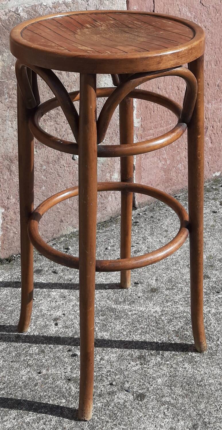 Tabouret de bar en bois courbé (style Thonet)