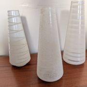 Trio of conical satin glass tulips, 1960s