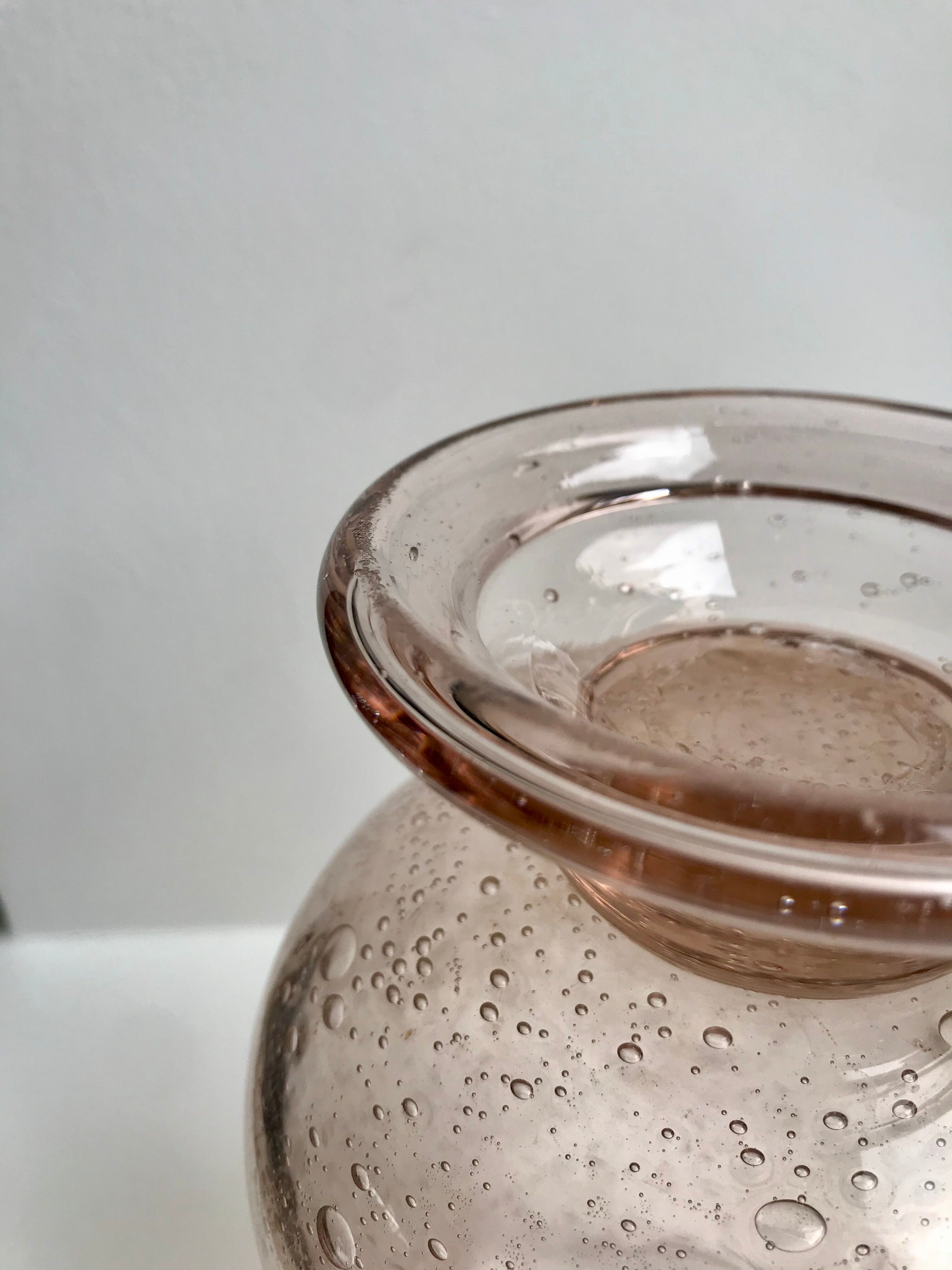 Bubbled glass vase from biot rose 60s-70s