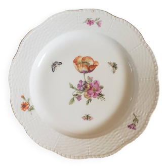 KPM Berlin Porzellan Teller porcelain plate 1830-1957, blooming poppy decoration