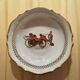 6 small hollow plates in white porcelain pattern vintage cars