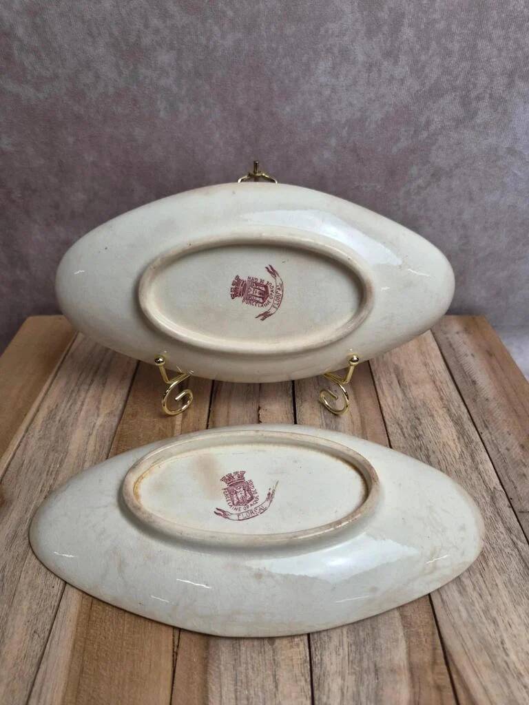 Set of 2 antique Gien Floréal ironstone dishes.