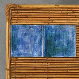 Coffee table with blue ceramic tiles by Robert and Jean Cloutier