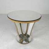 Art Deco coffee table, side table, with mirror glass and walnut veneer, 1930s