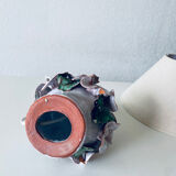 Terracotta lamp flower in relief