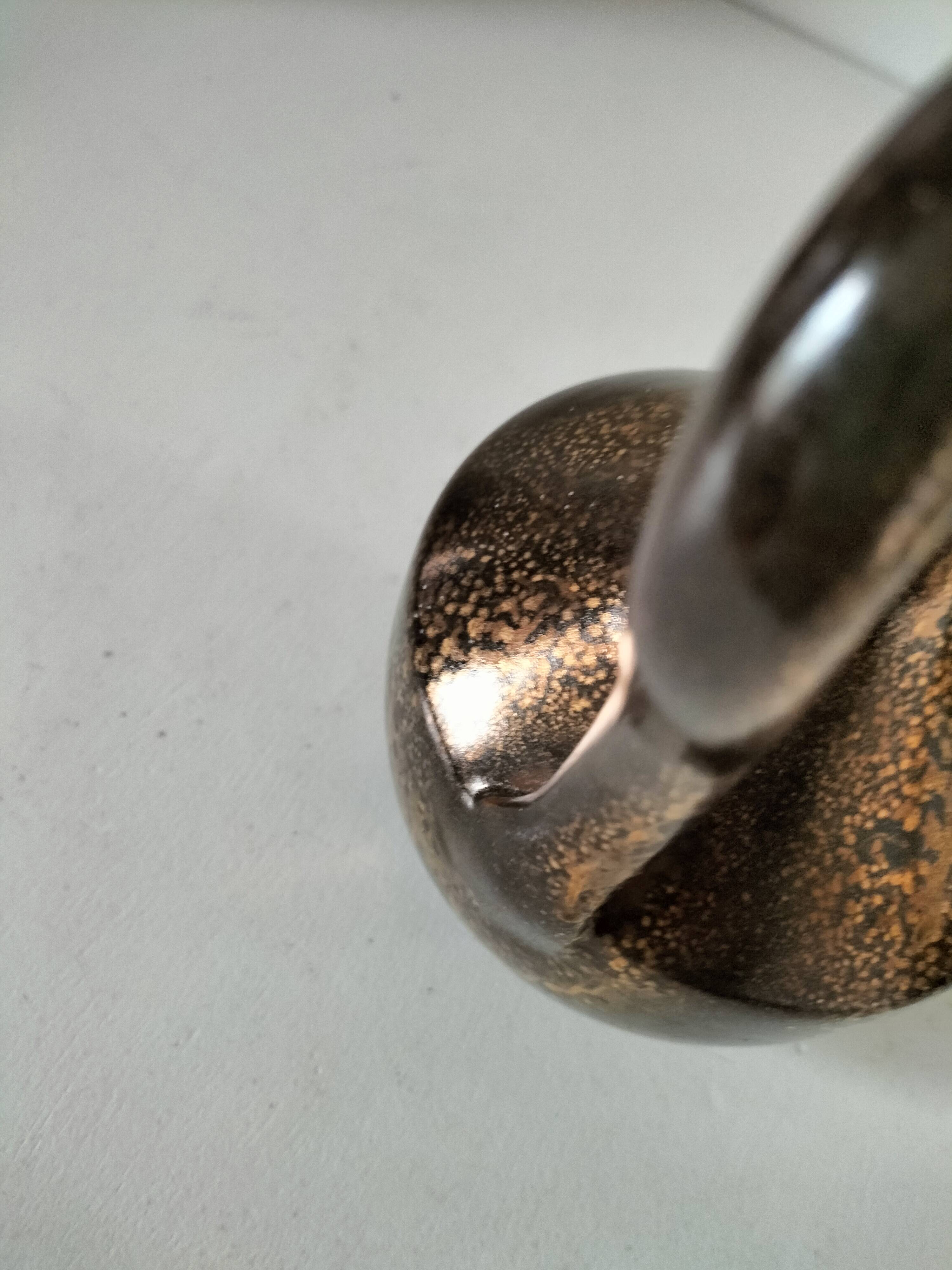 Glazed stoneware pitcher in coppery brown – Potter's work, France, 1970s