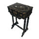 Napoleon III work table in blackened burgundy wood with gilded highlights.