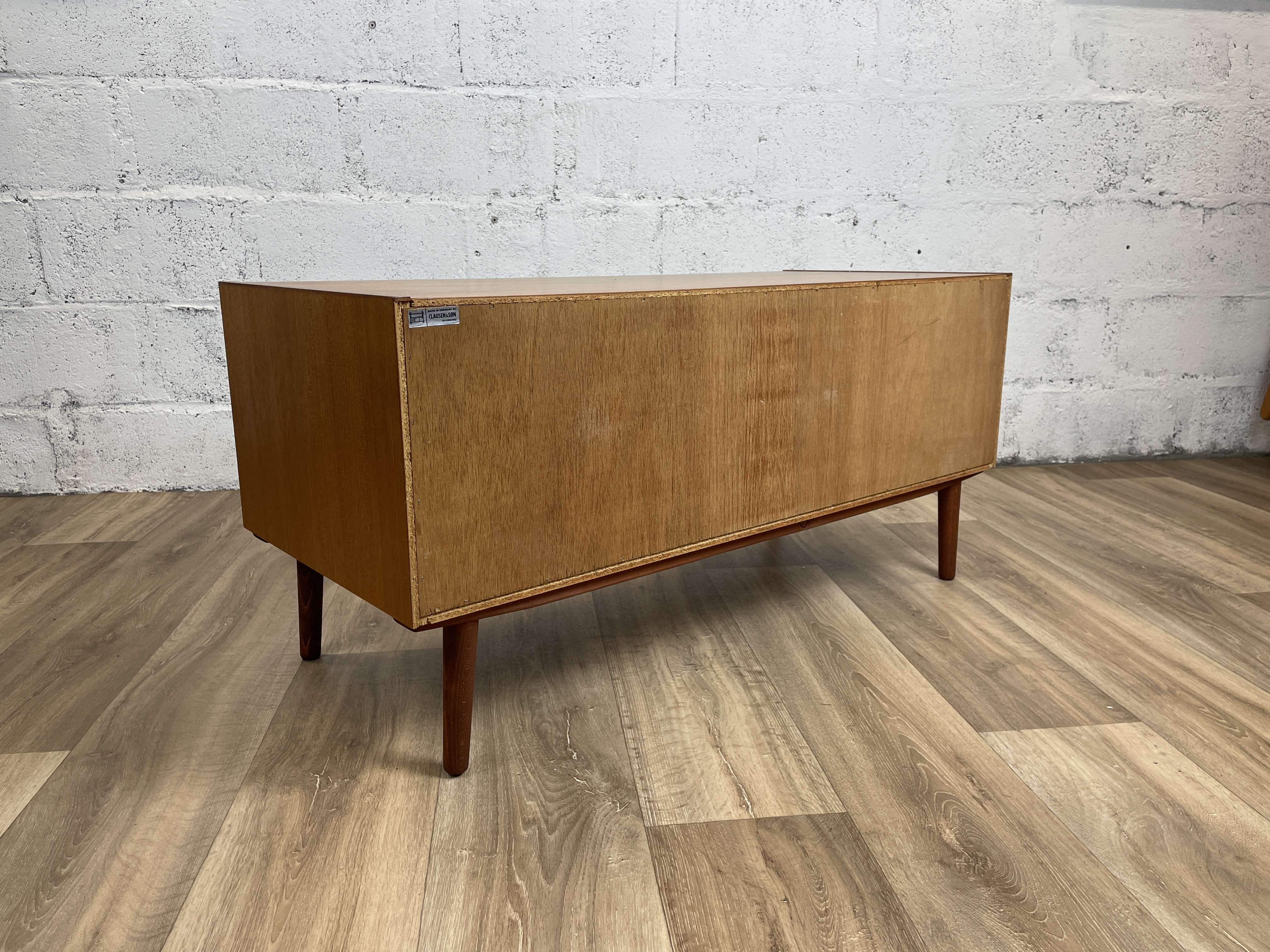 Scandinavian 4-drawer bass chest of drawers signed Clausen & Son vintage teak, 60s