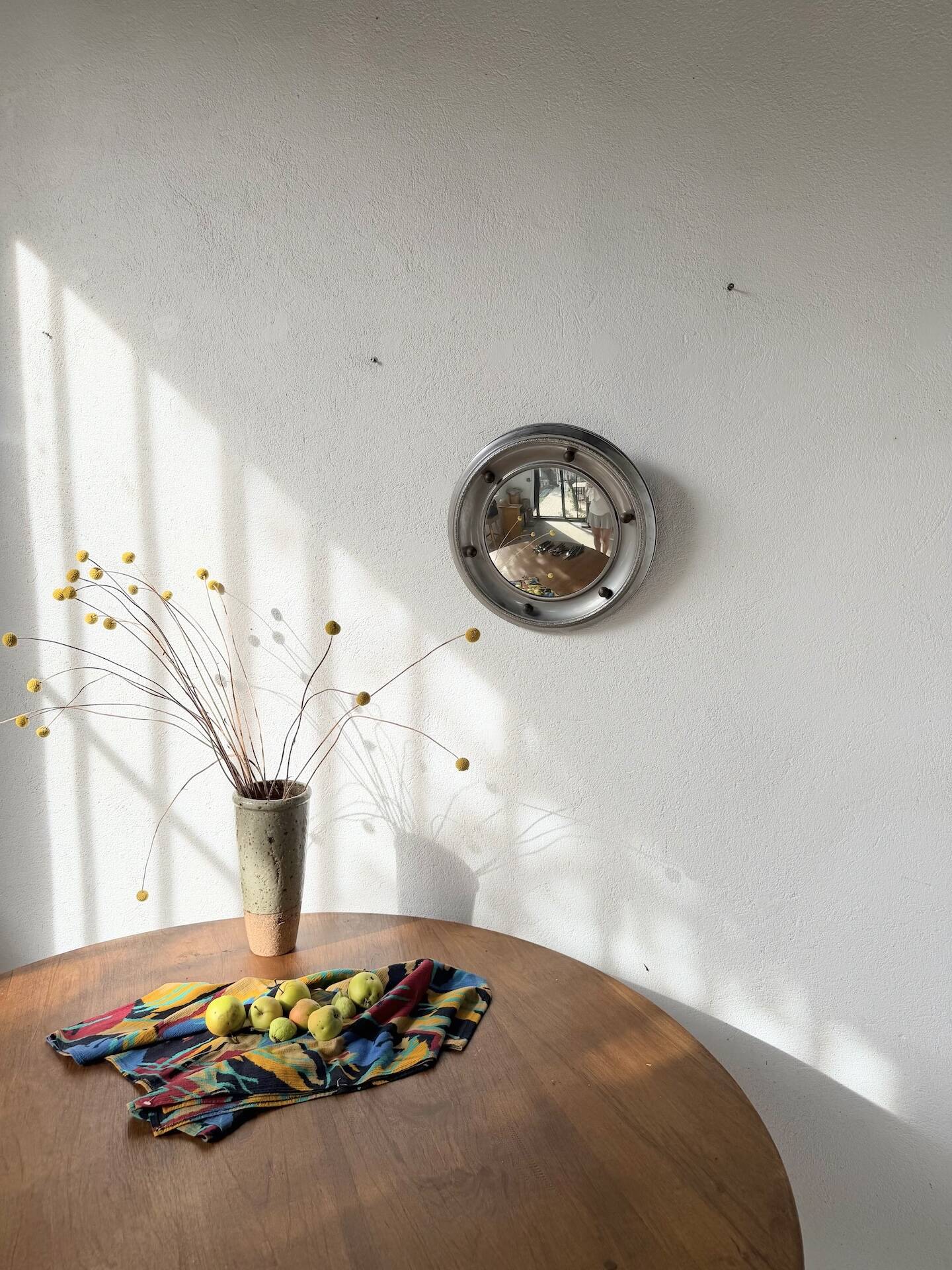 Round convex metal mirror in English style 1900