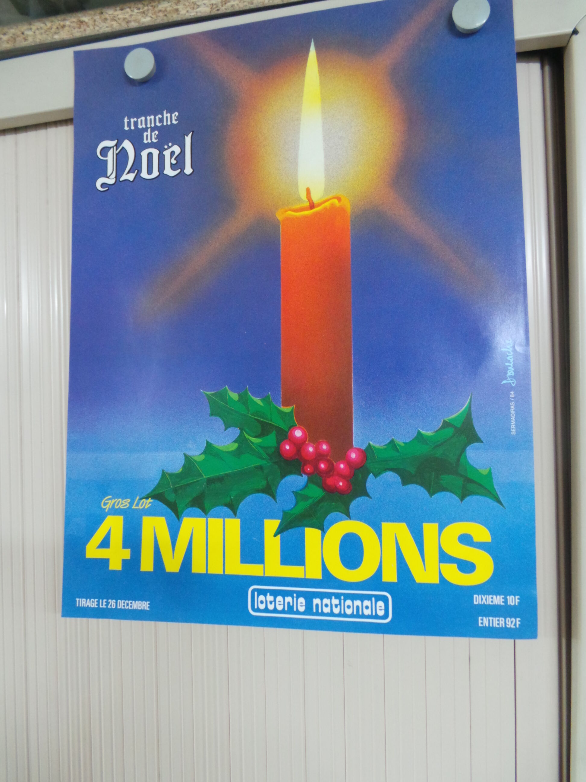 Original National Lottery poster slice Christmas candle