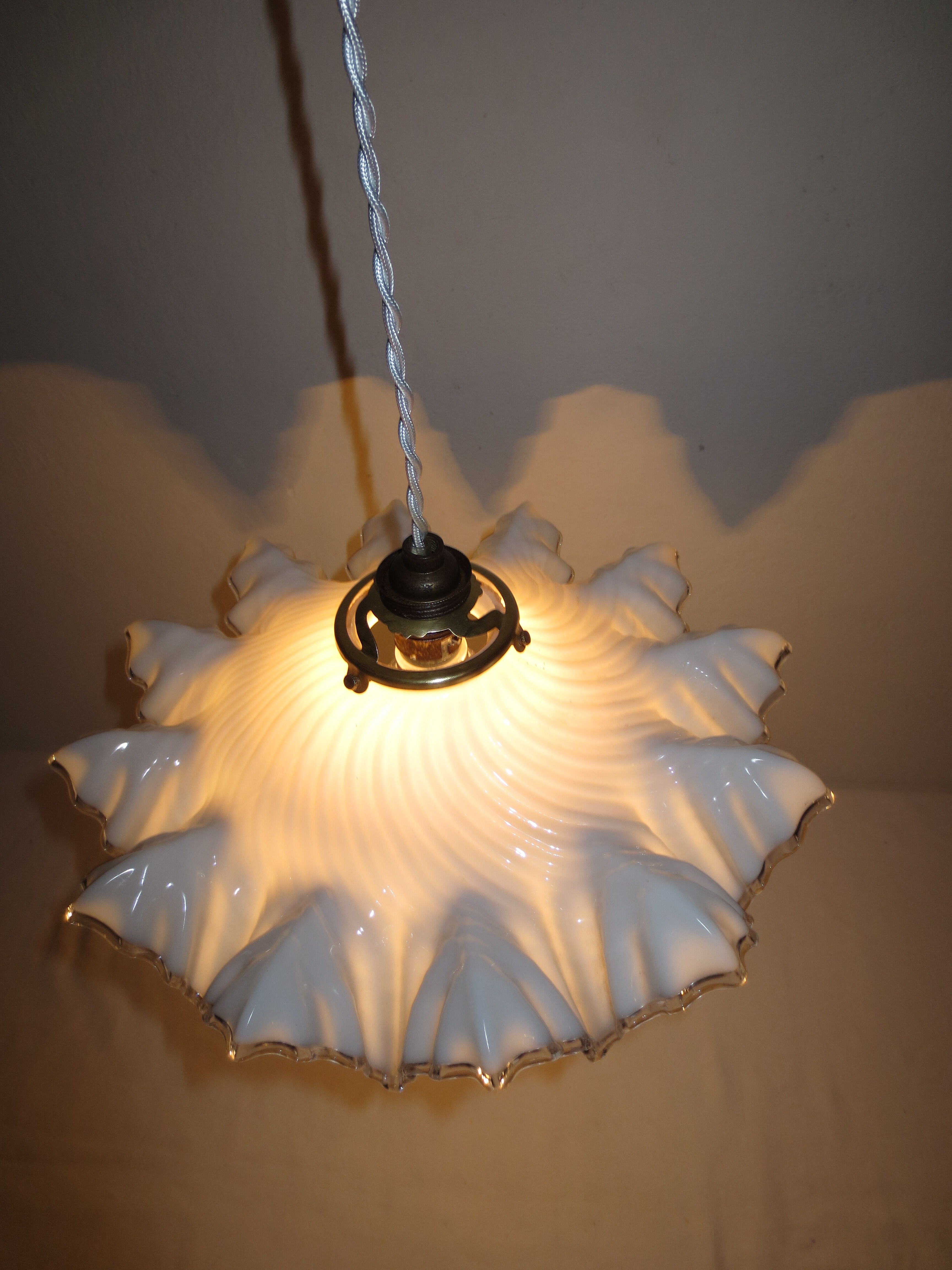 Old porcelain hanging and white opaline