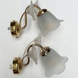 Set of 2 brass Art Deco wall lamps flower, 1960’s