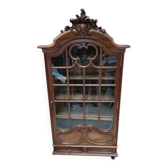 Old display cabinet, classic style, solid oak