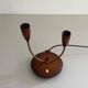 Simple double-headed table lamp in wood and brass, 1960s, Germany.
