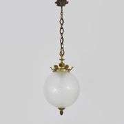 Brass chandelier and engraved glass globe, Louis XV style, 50/60